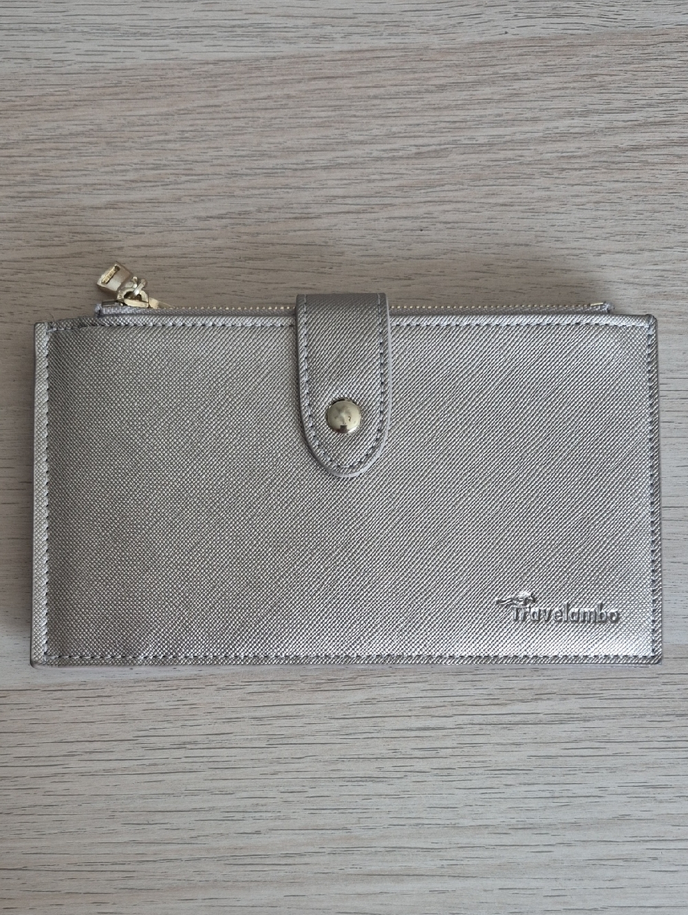 Travelambo Metallic Zip Wallet in Champagne